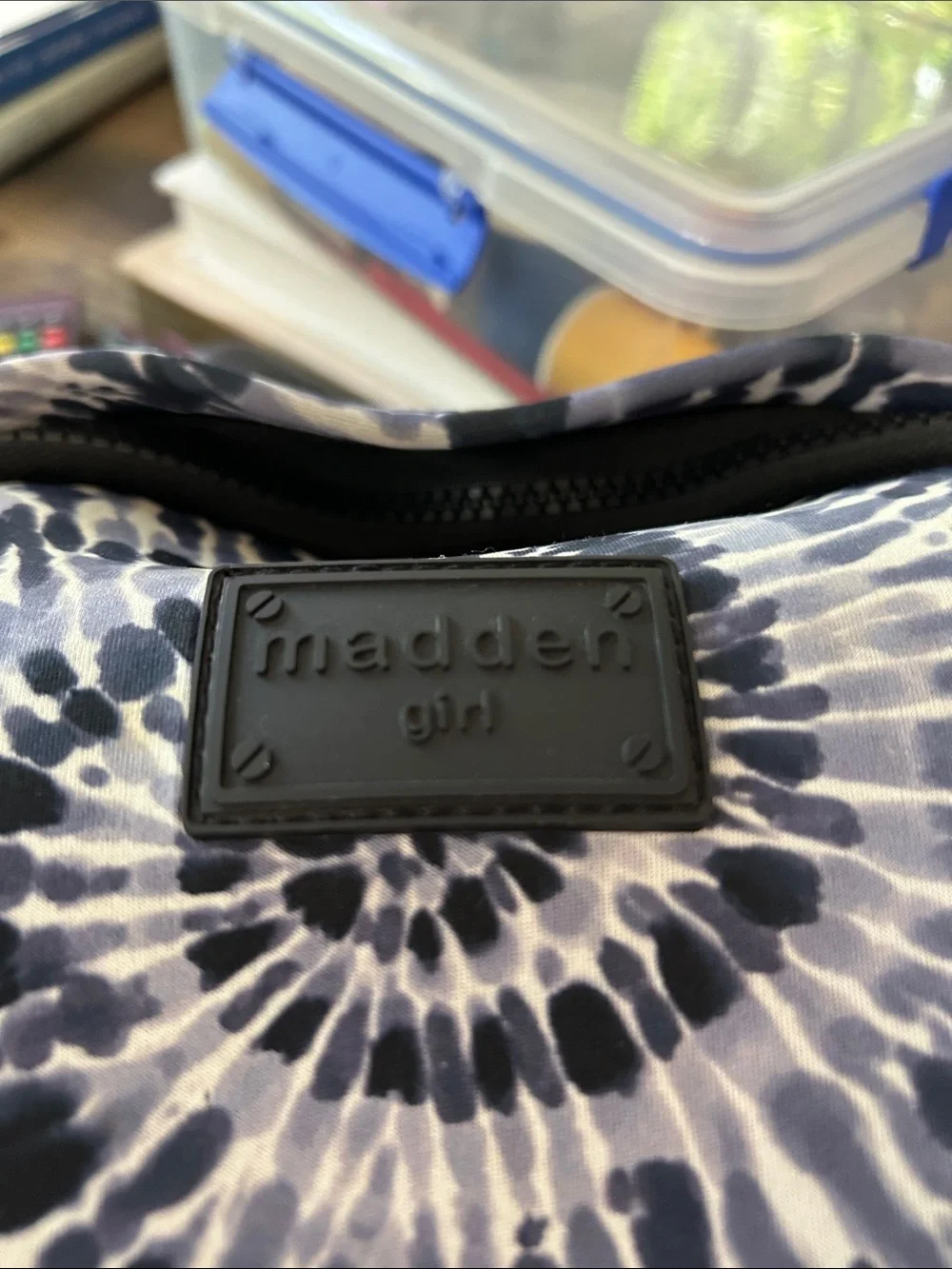 Madden Girl Blue, Black & White Spiral Tie-Dye Backpack